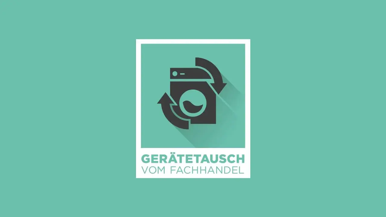 Piktogramm Gerätetausch vom Fachhandel mit türkisgrünem Hintergrund