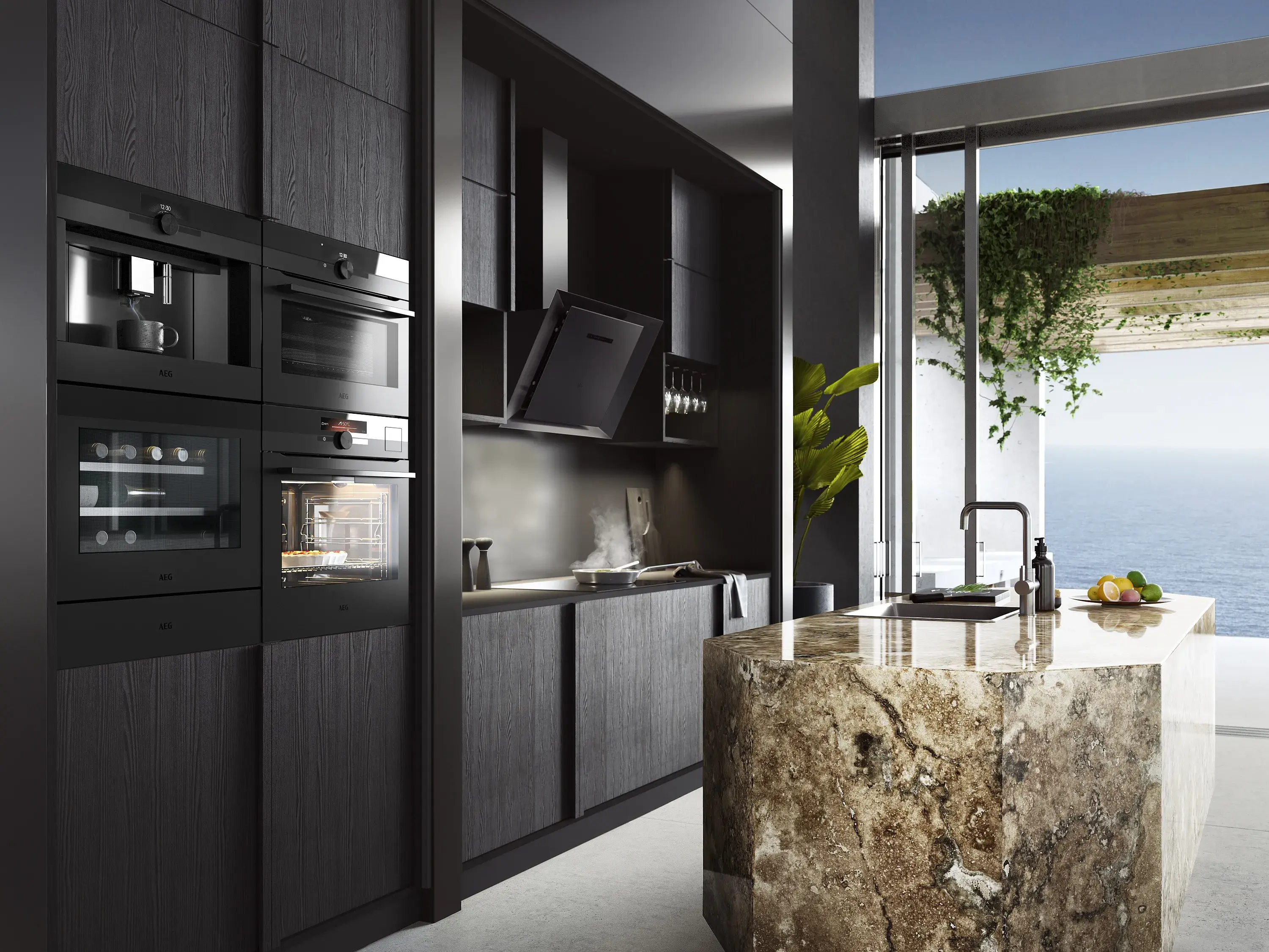AEG MATTBLACK Range-Geräte verbaut in einer Küche. 